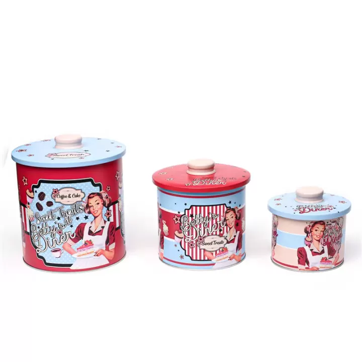 طقم علب معدنية من ثلاثة قطع